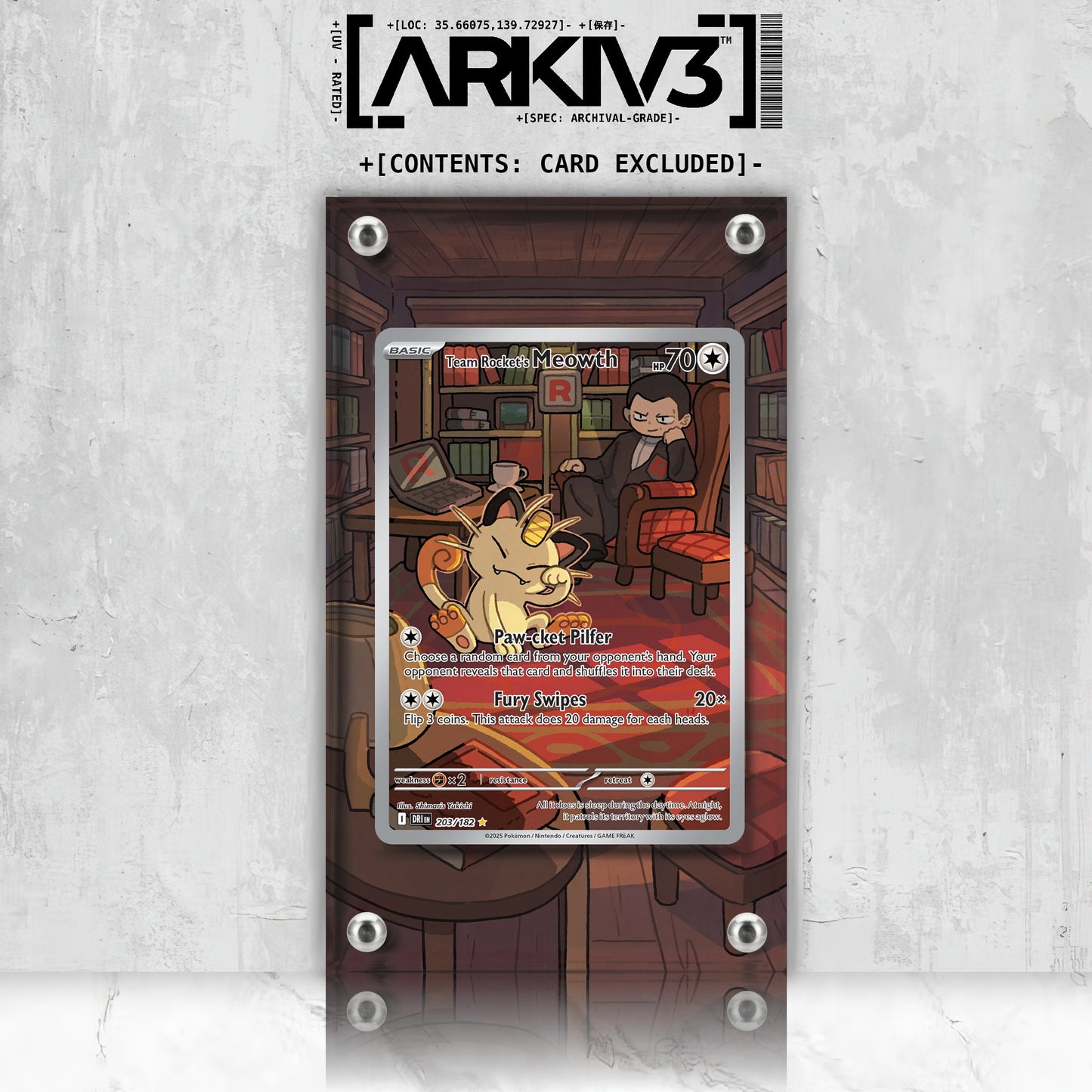 [UNIT: 203/182] // Team Rocket's Meowth Extended Art Display Case - Raw