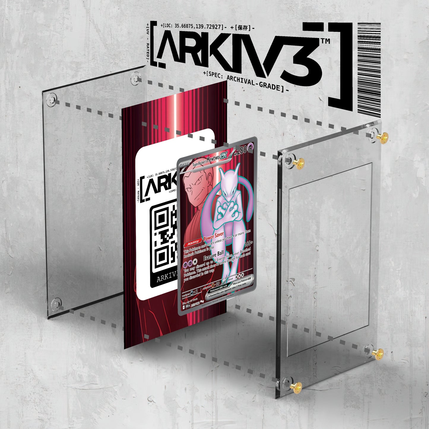 [UNIT: 213/182] // Team Rocket's Mewtwo ex Extended Art Display Case - Raw