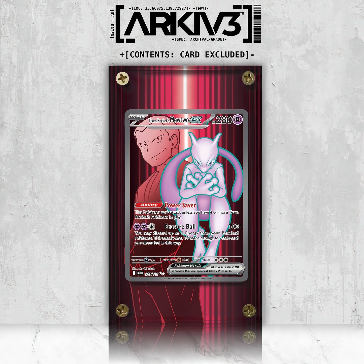 [UNIT: 213/182] // Team Rocket's Mewtwo ex Extended Art Display Case - Raw