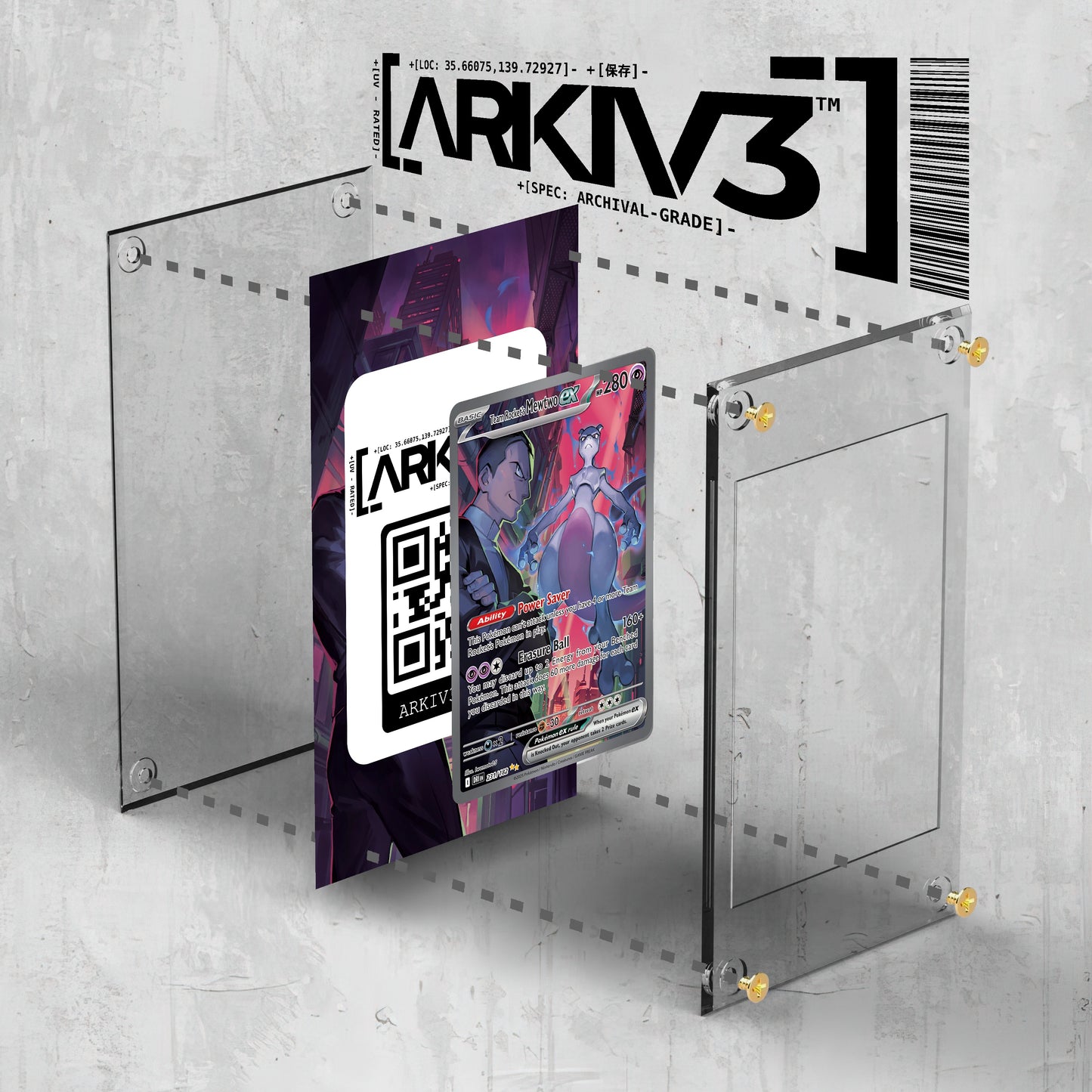 [UNIT: 231/182] // Team Rocket's Mewtwo ex Extended Art Display Case - Raw
