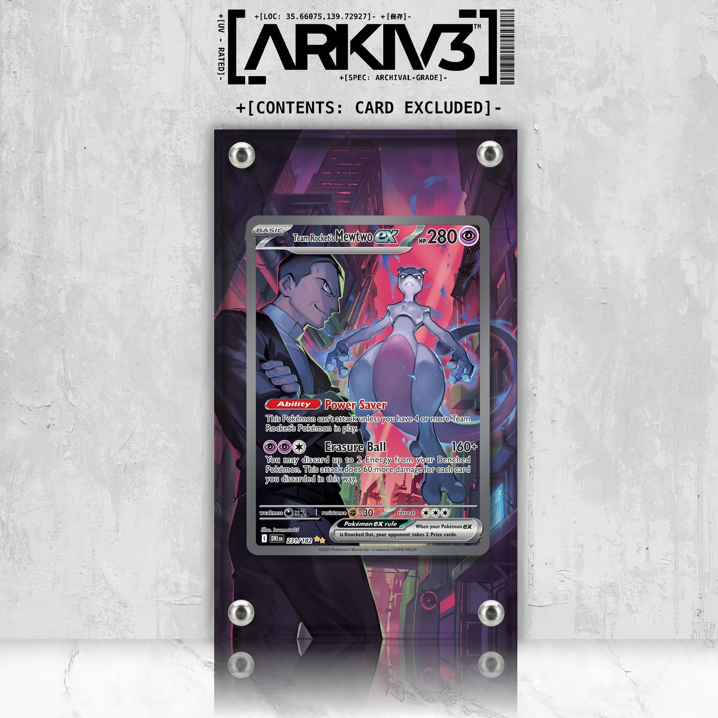 [UNIT: 231/182] // Team Rocket's Mewtwo ex Extended Art Display Case - Raw