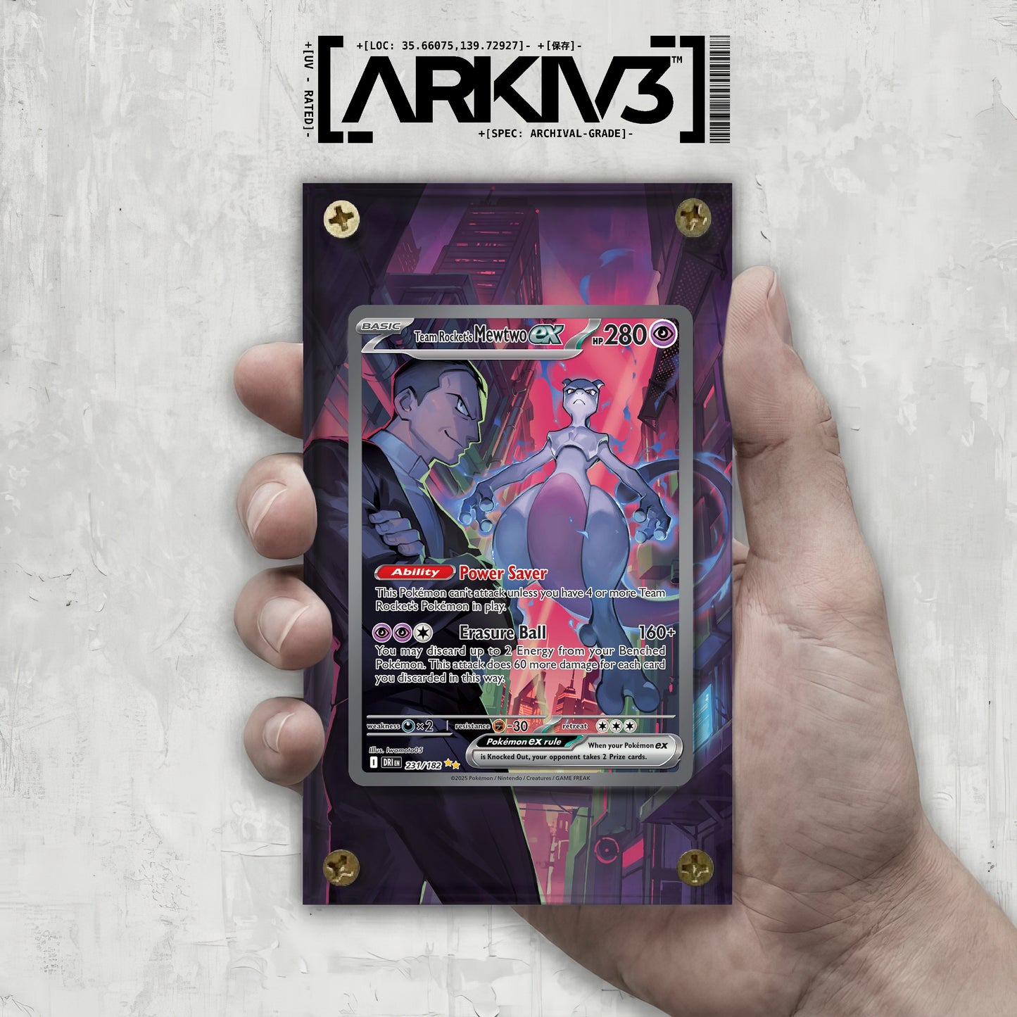 [UNIT: 231/182] // Team Rocket's Mewtwo ex Extended Art Display Case - Raw