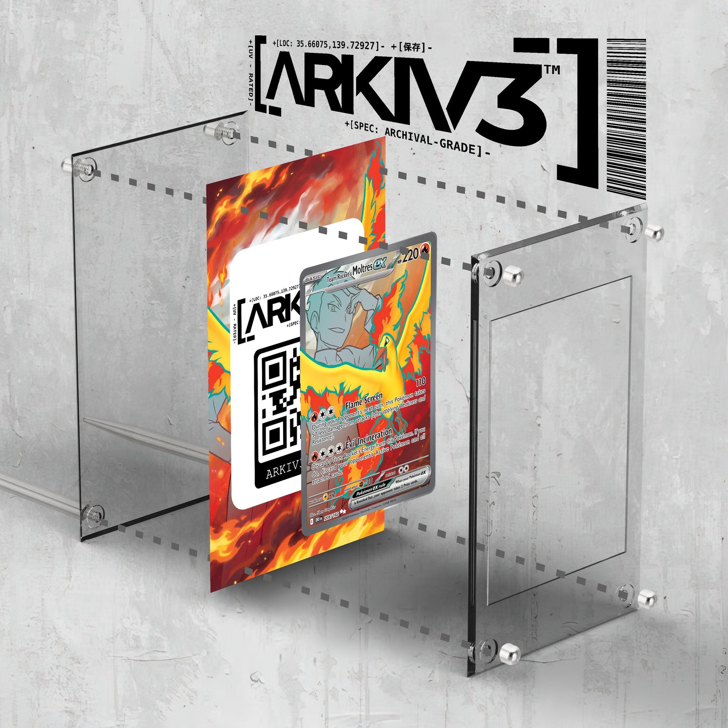[UNIT: 208/182] // Team Rocket's Moltres ex Extended Art Display Case - Raw