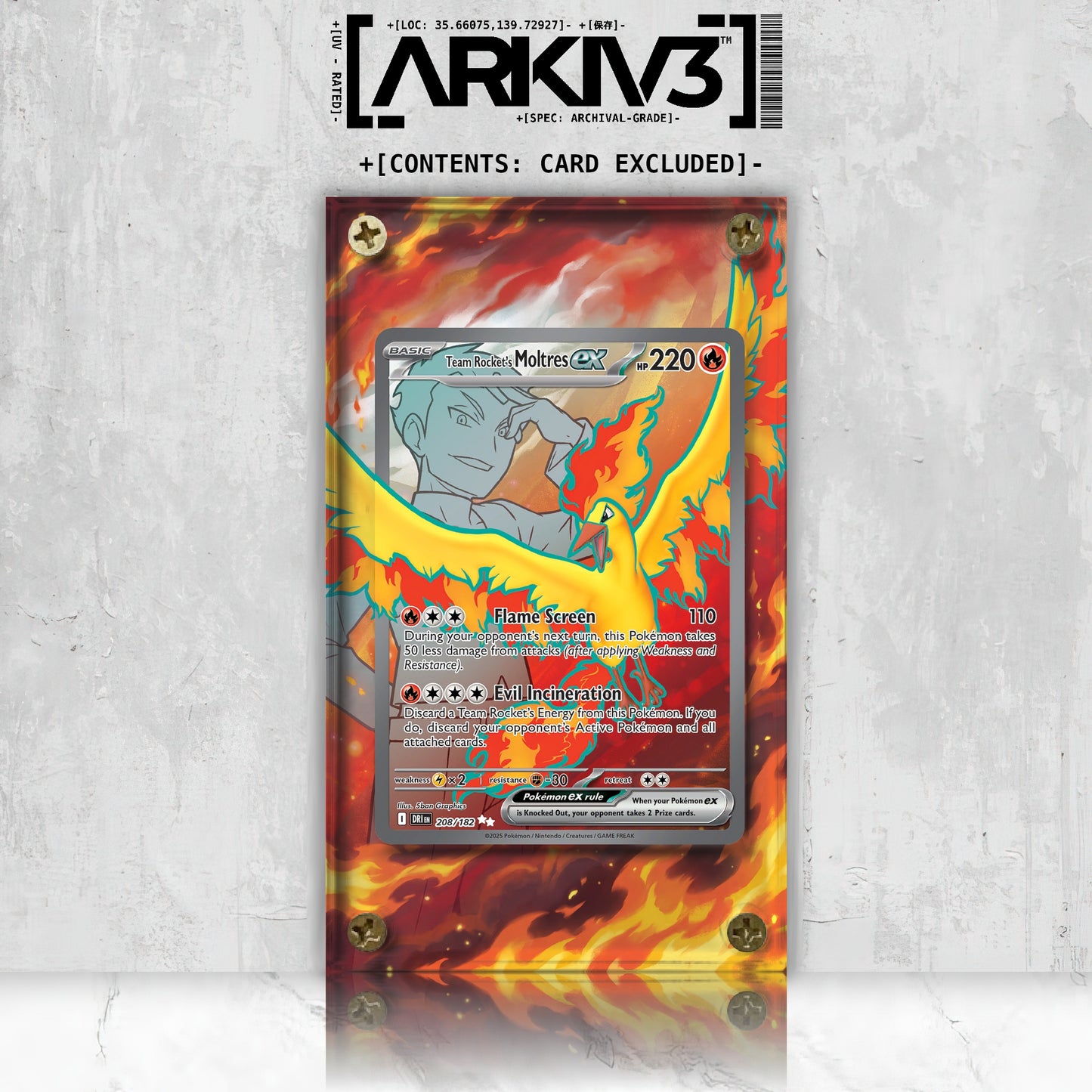 [UNIT: 208/182] // Team Rocket's Moltres ex Extended Art Display Case - Raw
