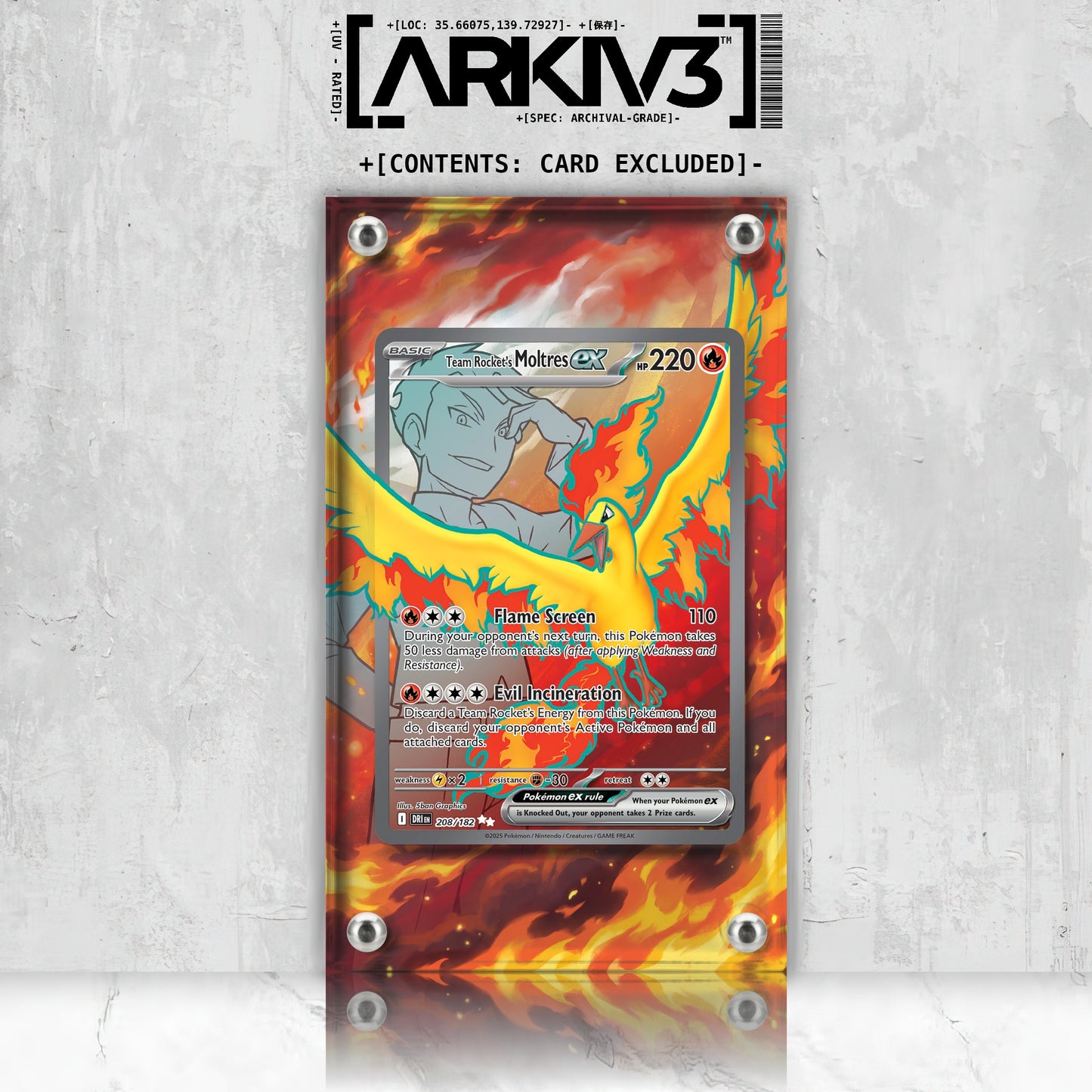 [UNIT: 208/182] // Team Rocket's Moltres ex Extended Art Display Case - Raw