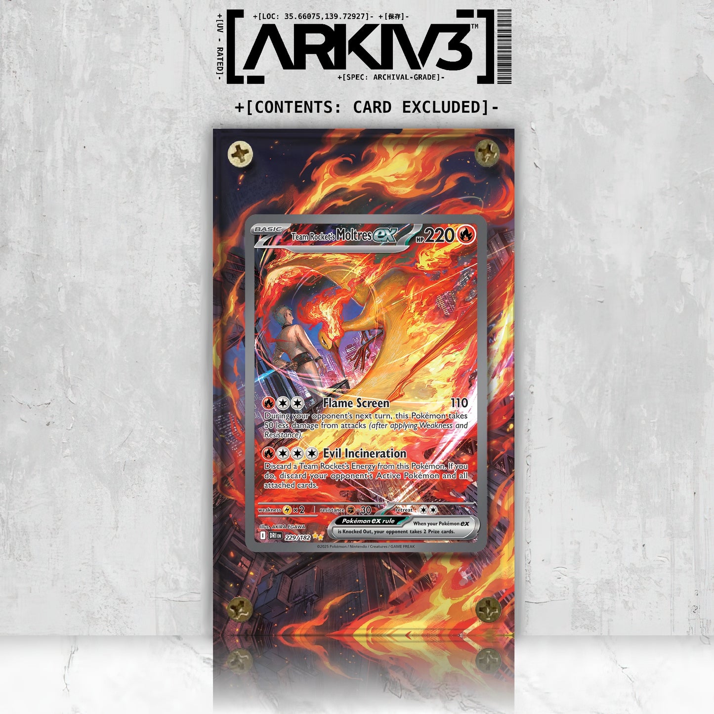 [UNIT: 229/182] // Team Rocket's Moltres ex Extended Art Display Case - Raw