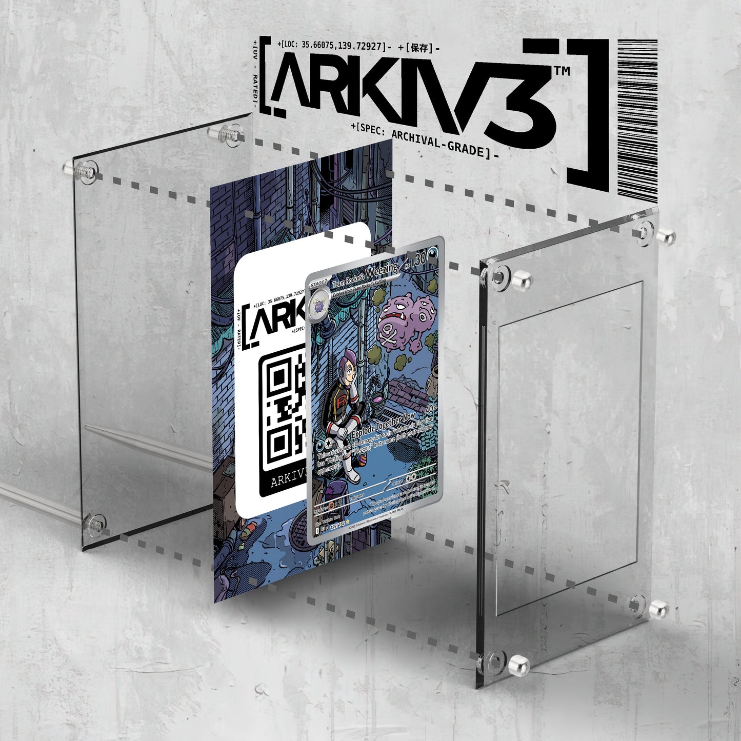 [UNIT: 199/182] // Team Rocket's Weezing Extended Art Display Case - Raw