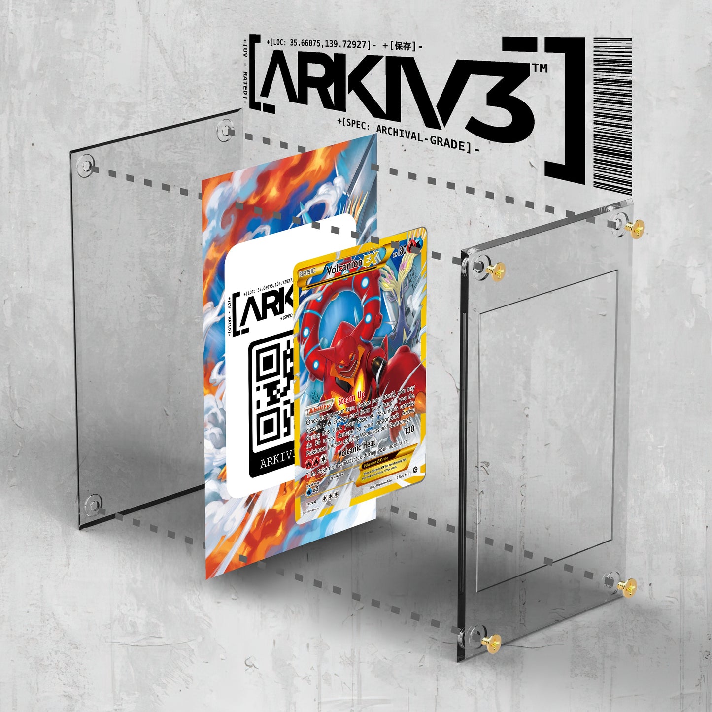 [UNIT: 115/114] // Volcanion-EX Extended Art Display Case - Raw