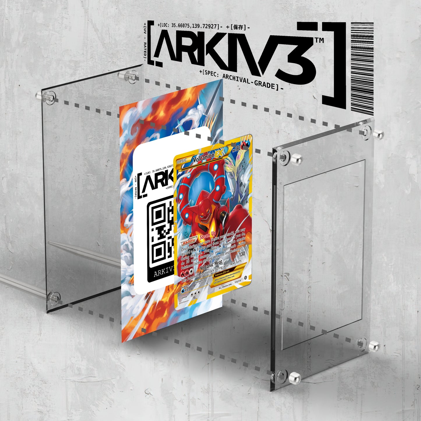 [UNIT: 115/114] // Volcanion-EX Extended Art Display Case - Raw